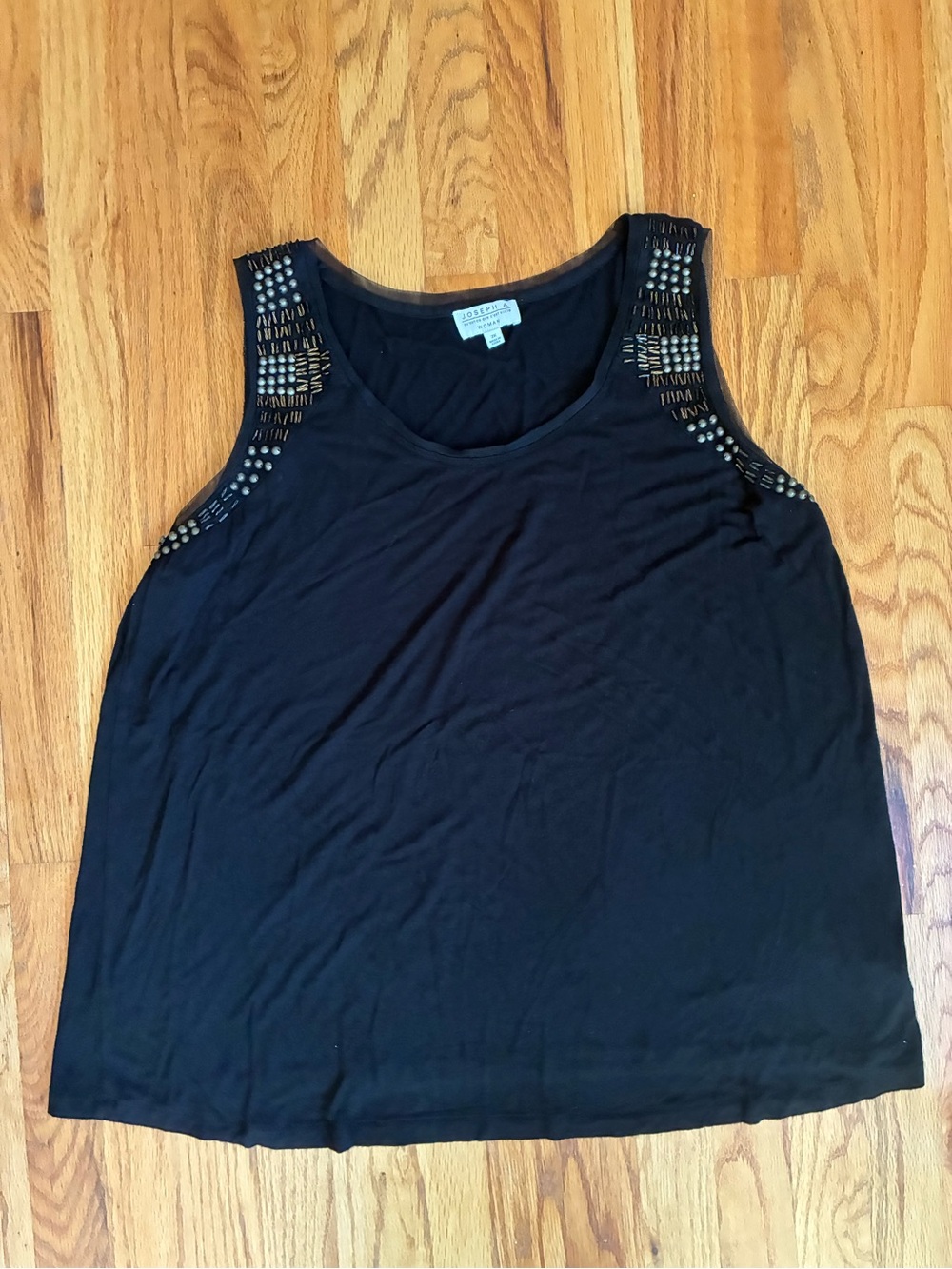 Joseph A Black Studded Shoulder Tank Top